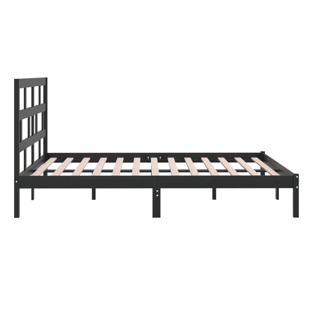 3101242 vidaXL Bed Frame without Mattress Black Solid Wood Pine 200x200 cm (810041+814218)
