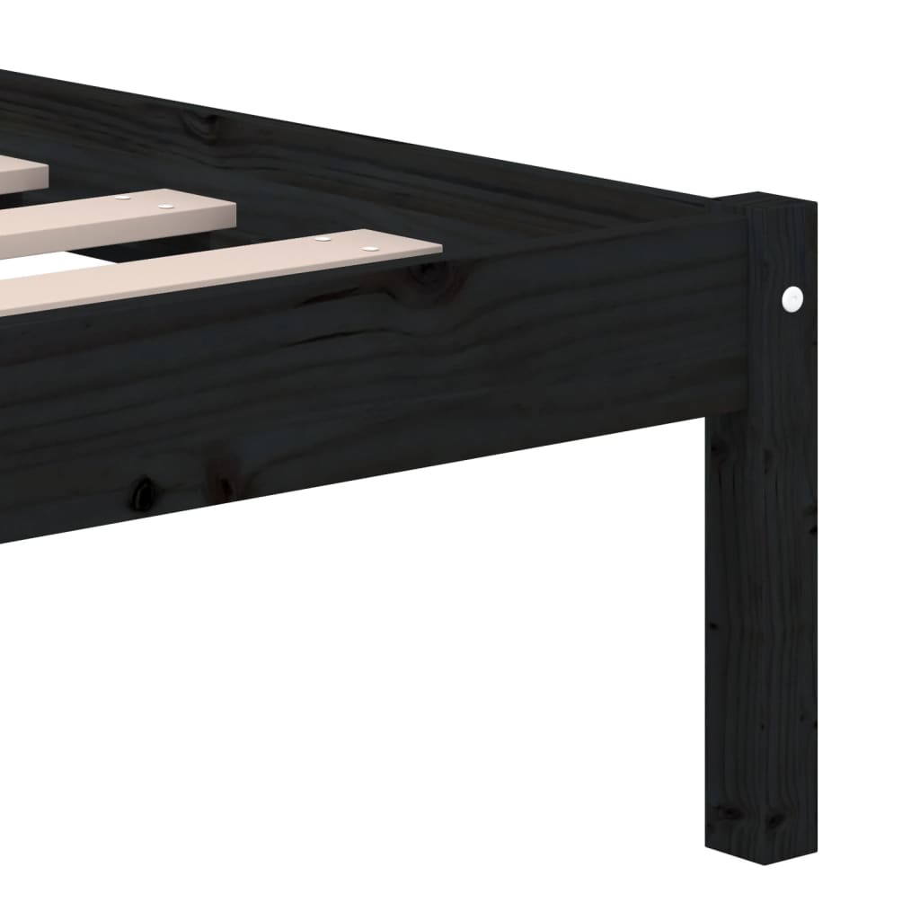 3101242 vidaXL Bed Frame without Mattress Black Solid Wood Pine 200x200 cm (810041+814218)
