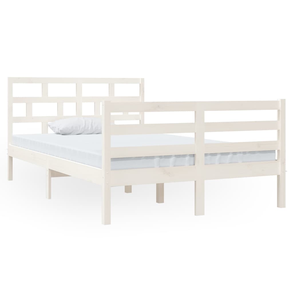 Bed Frame without Mattress White Small Double Solid Wood