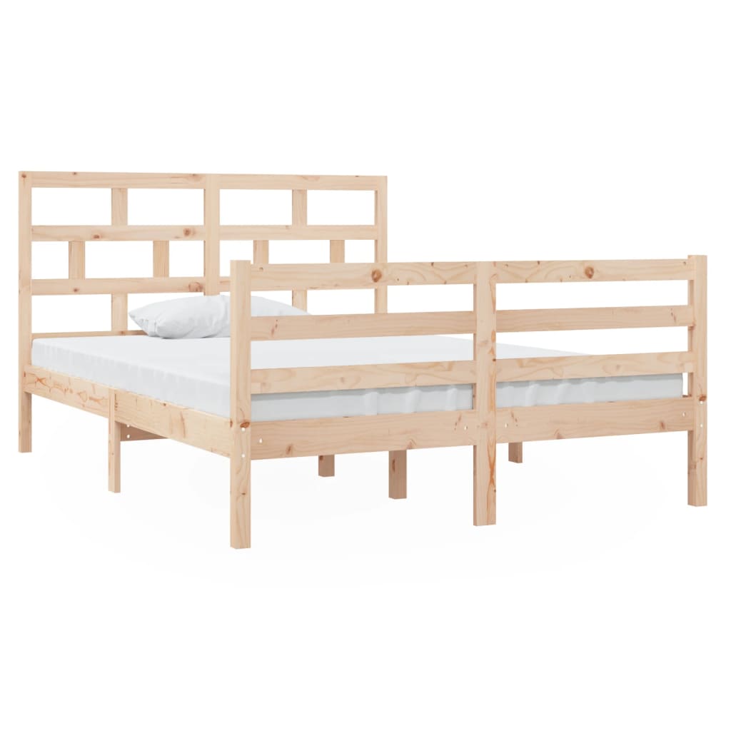 Bed Frame without Mattress Double Solid Wood