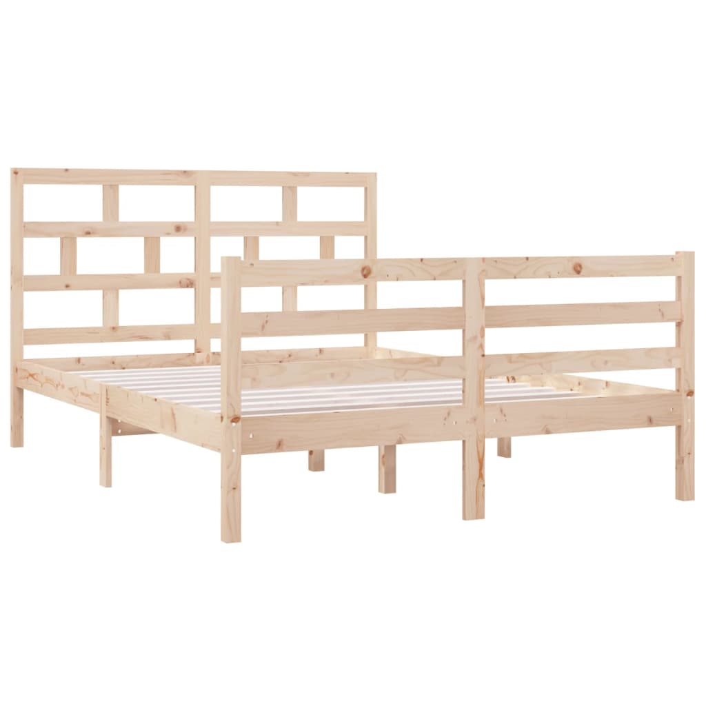 Bed Frame without Mattress Double Solid Wood