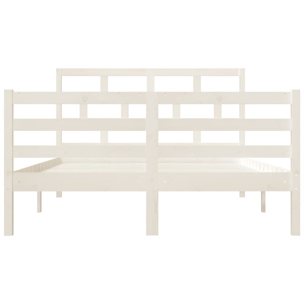 Bed Frame without Mattress White Double Solid Wood