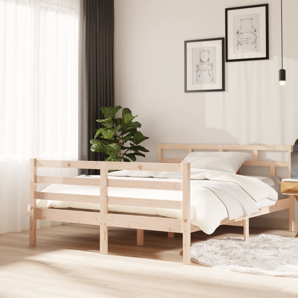3101263 vidaXL Bed Frame without Mattress Solid Wood 140x190 cm (810410+814194)