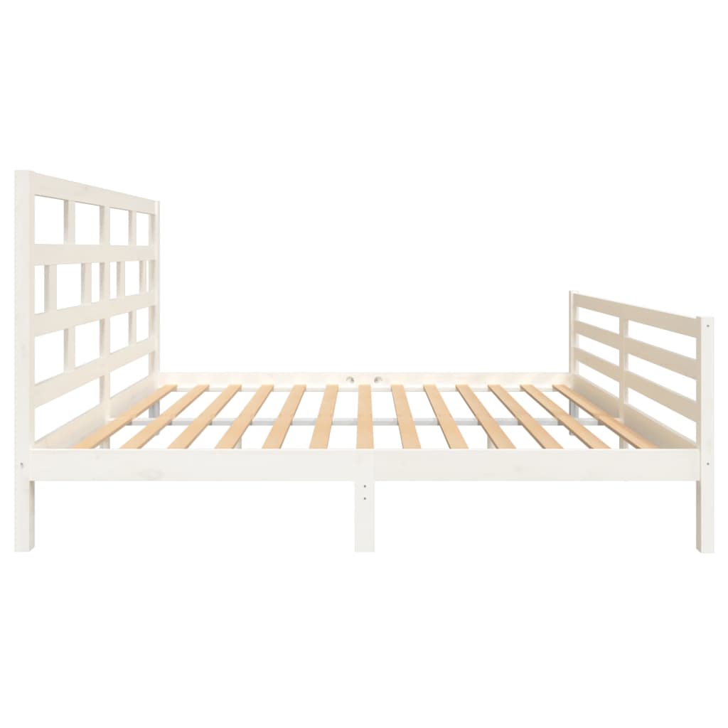 Bed Frame without Mattress White Solid Wood King Size