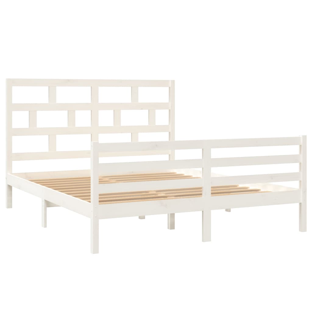 3101294 vidaXL Bed Frame without Mattress White Solid Wood 160x200 cm (810441+814205)