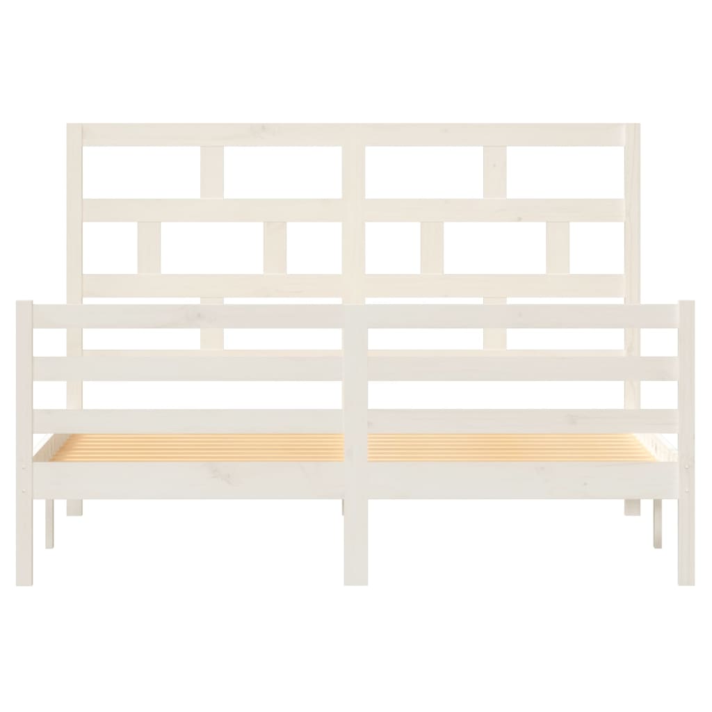 3101294 vidaXL Bed Frame without Mattress White Solid Wood 160x200 cm (810441+814205)