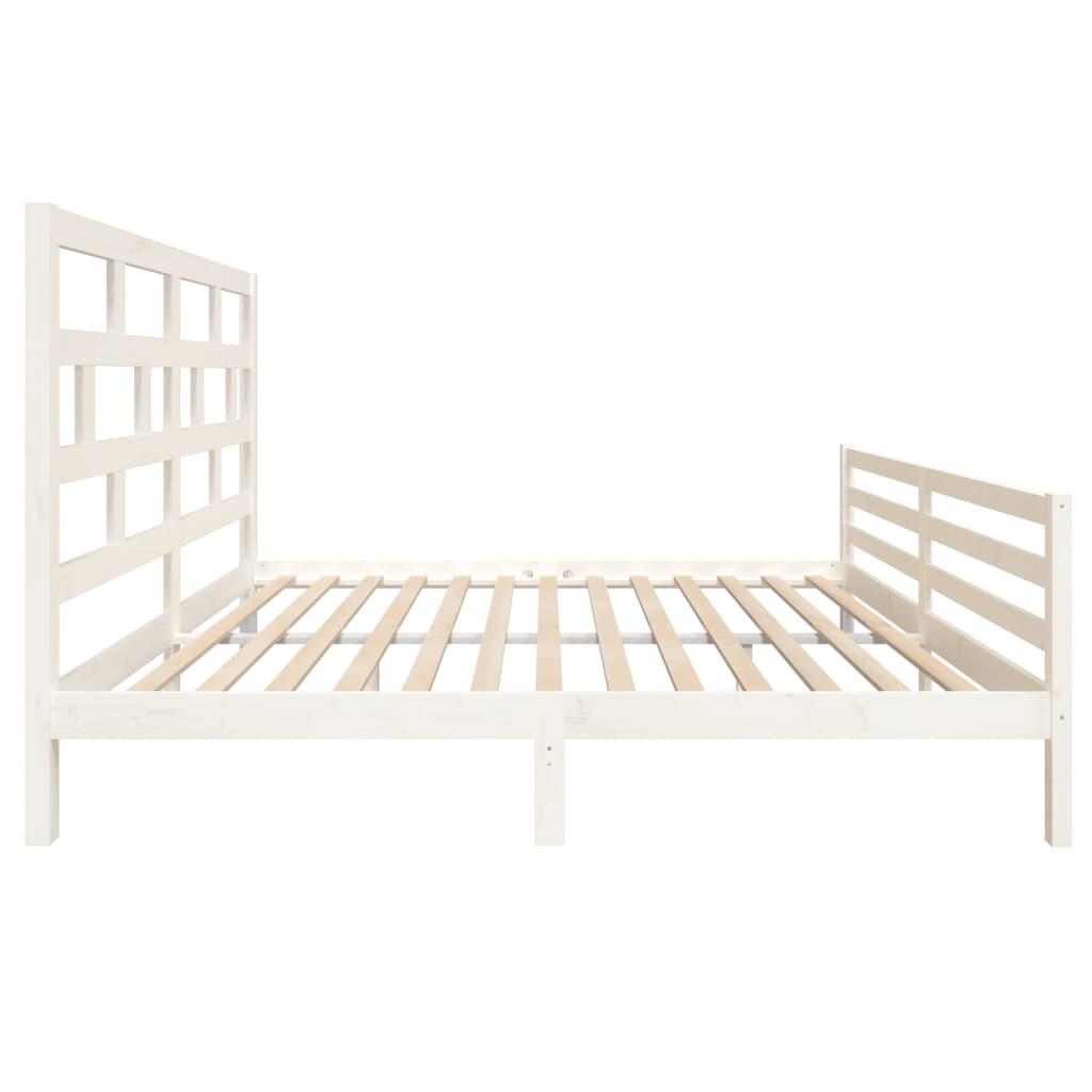 Bed Frame without Mattress White Solid Wood Super King Size