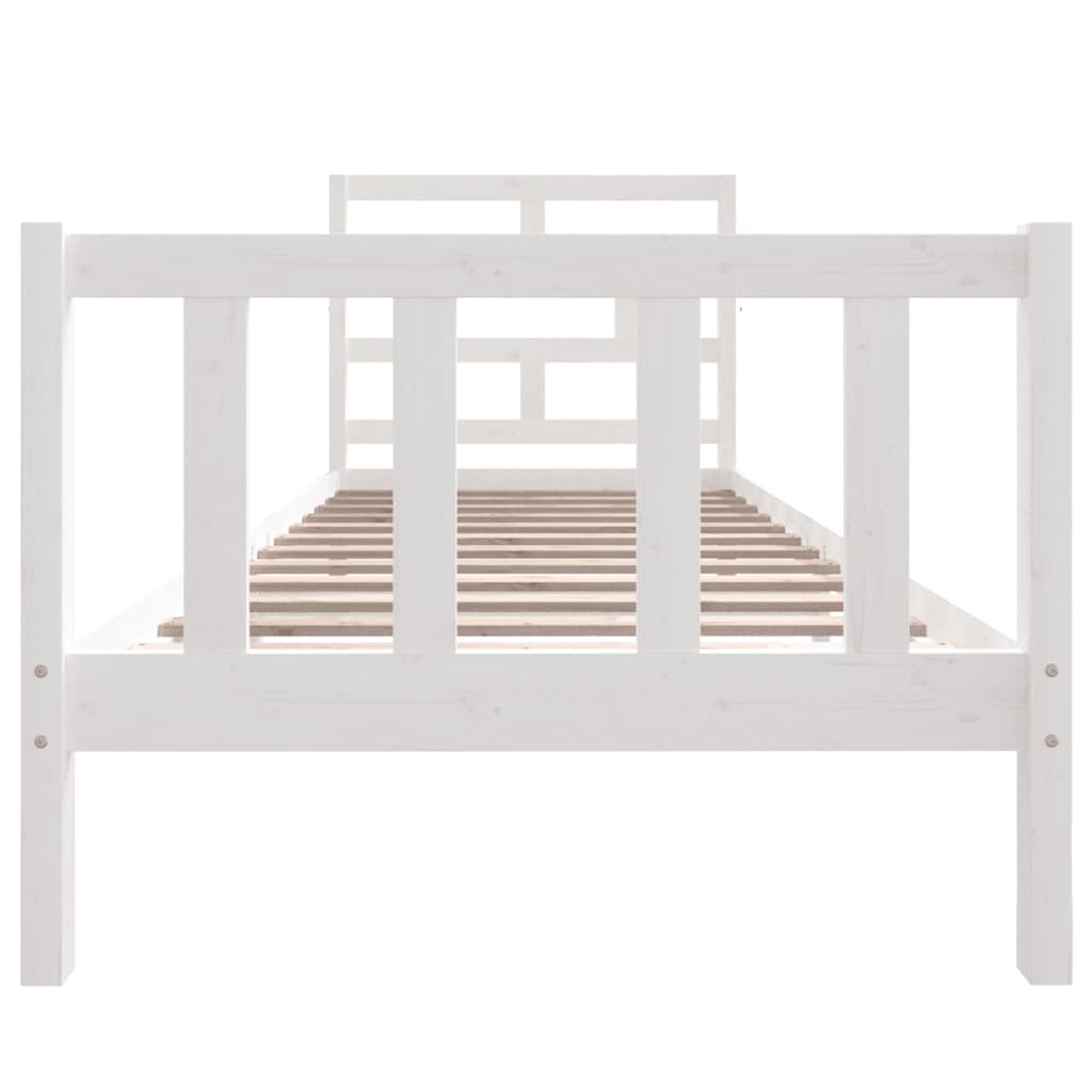 Bed Frame without Mattress White Solid Wood Pine Single