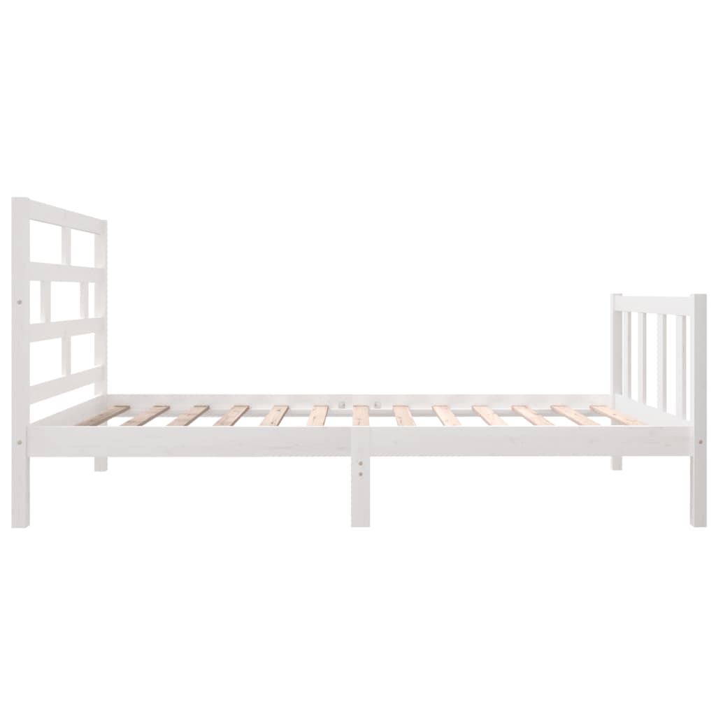 Bed Frame without Mattress White Solid Wood Pine Single
