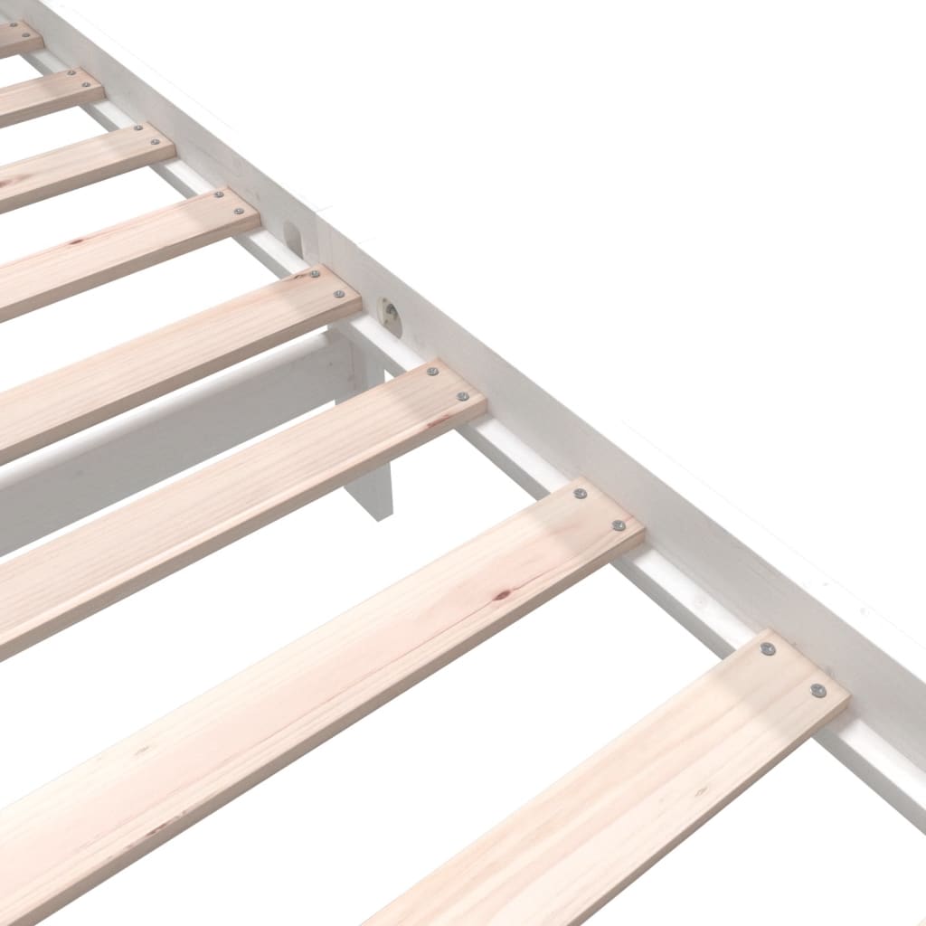 Bed Frame without Mattress White Solid Wood Pine Single