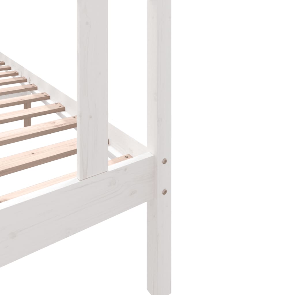 Bed Frame without Mattress White Solid Wood Pine Single