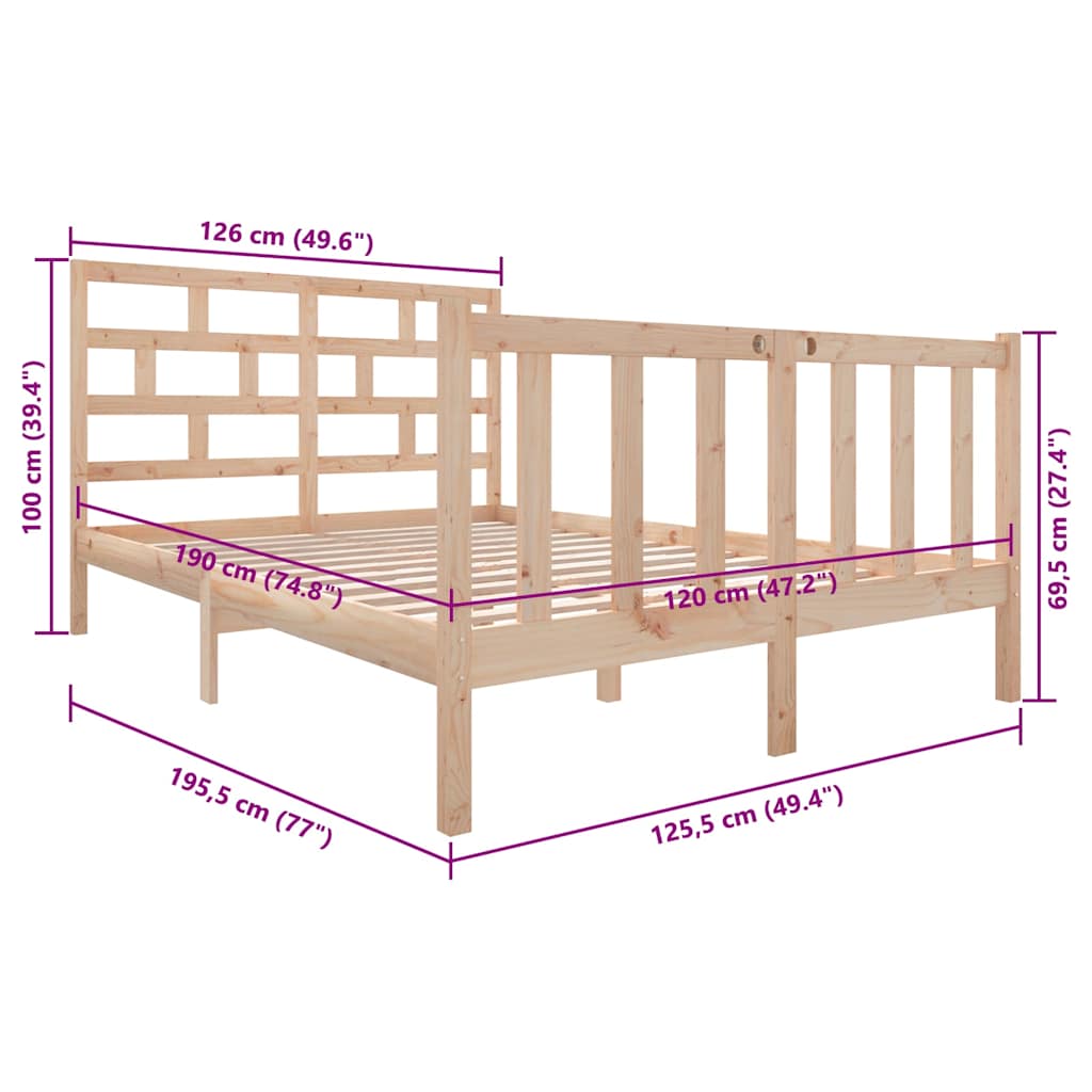 Bed Frame without Mattress Solid Wood Pine Small Double