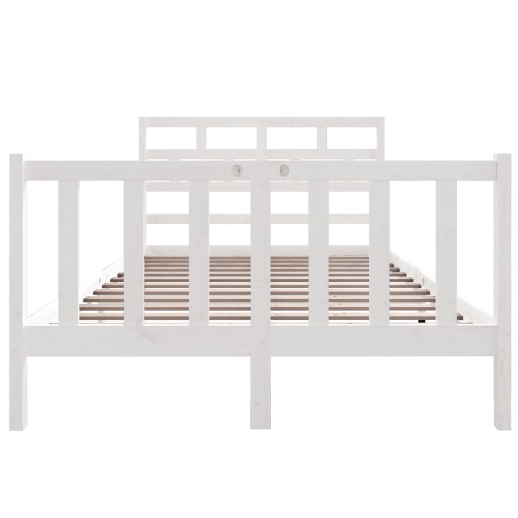 Bed Frame without Mattress White Solid Wood Pine Small Double