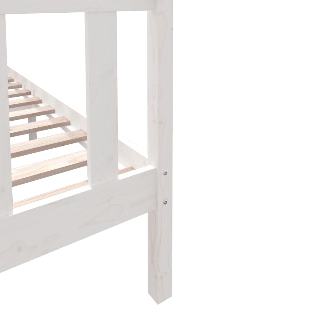 Bed Frame without Mattress White Solid Wood Pine Double