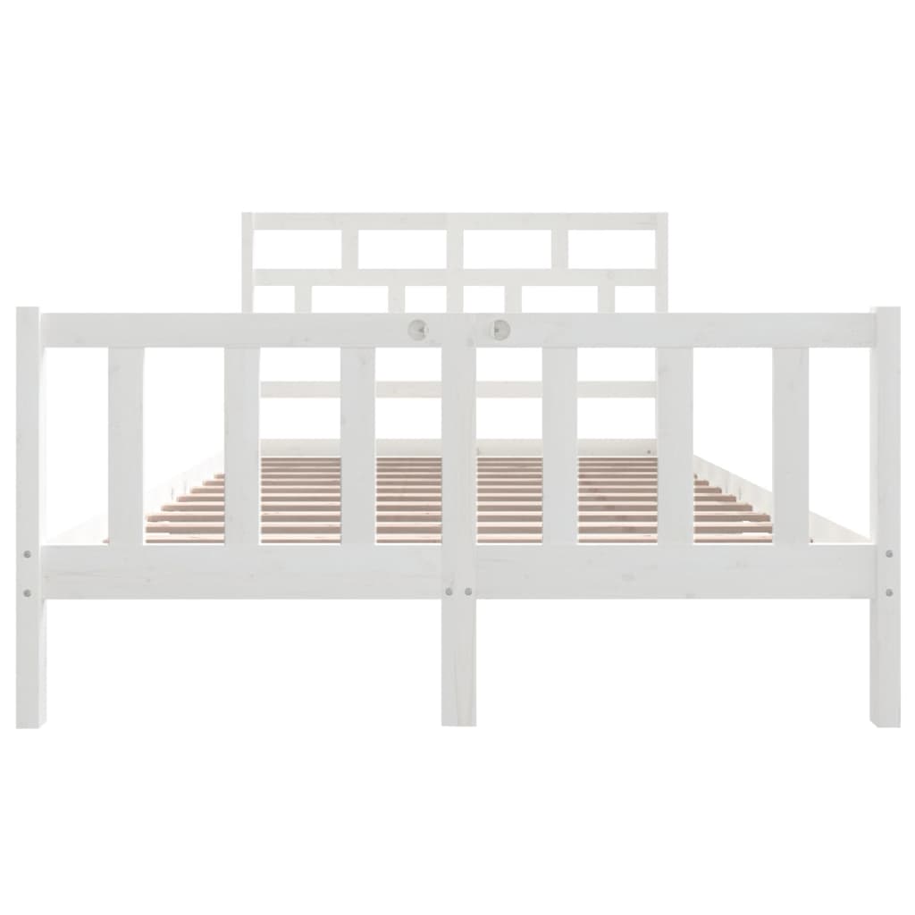 Bed Frame without Mattress White Solid Wood Pine King Size