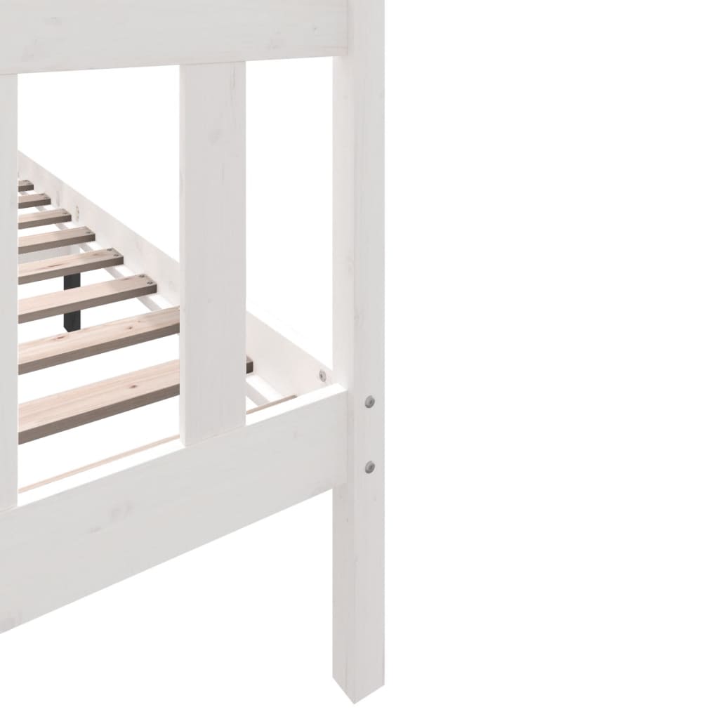 Bed Frame without Mattress White Solid Wood Pine King Size