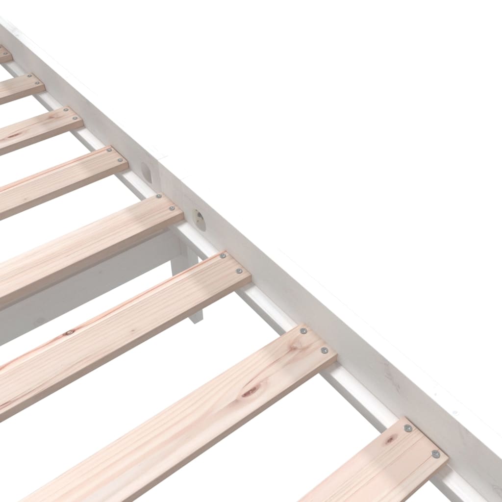 Bed Frame without Mattress White Solid Wood Pine King Size