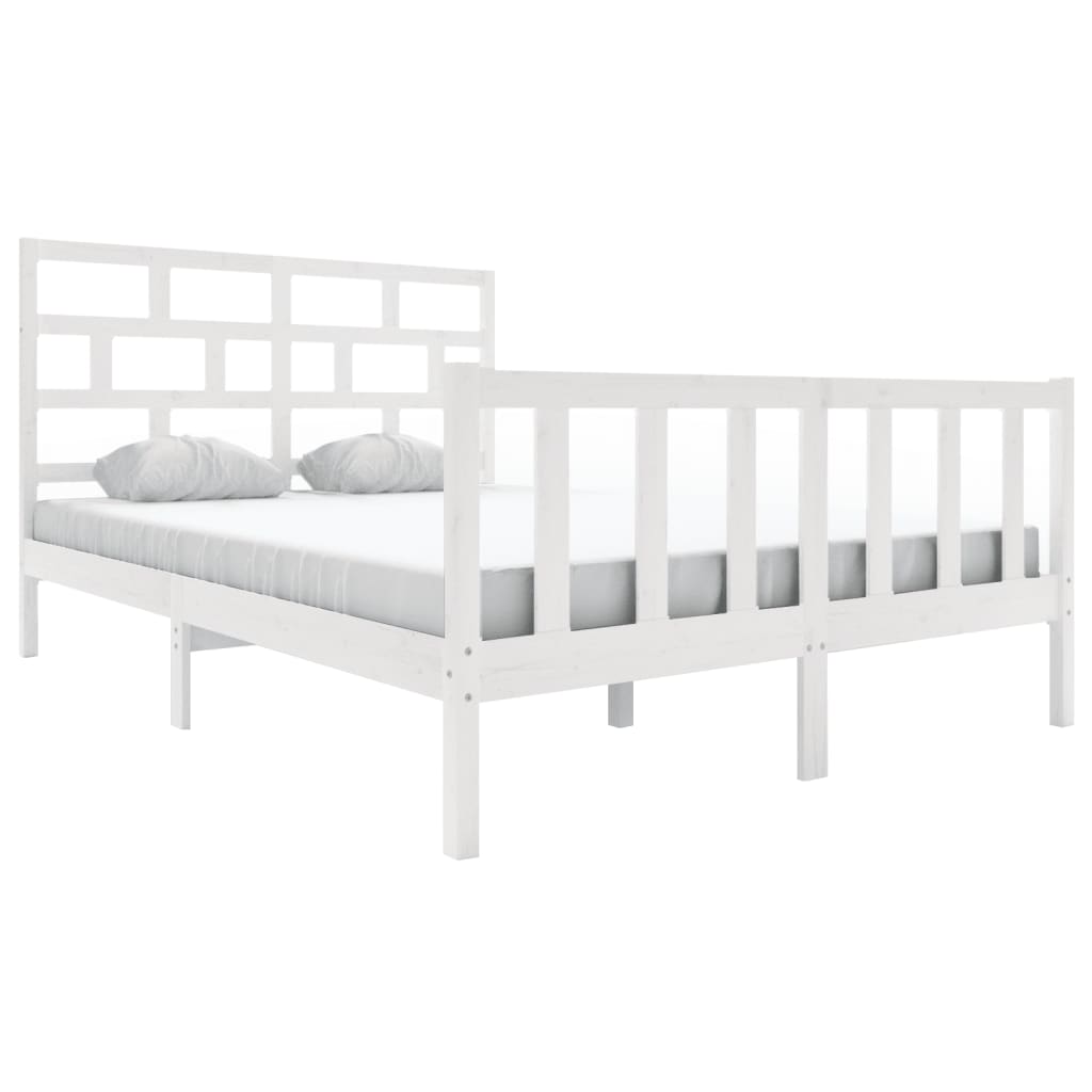 3101359 vidaXL Bed Frame without Mattress White Solid Wood 160x200 cm (810093+814205)