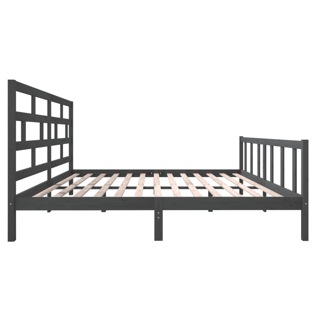 3101370 vidaXL Bed Frame without Mattress Grey Solid Wood 200x200 cm (810104+814216)