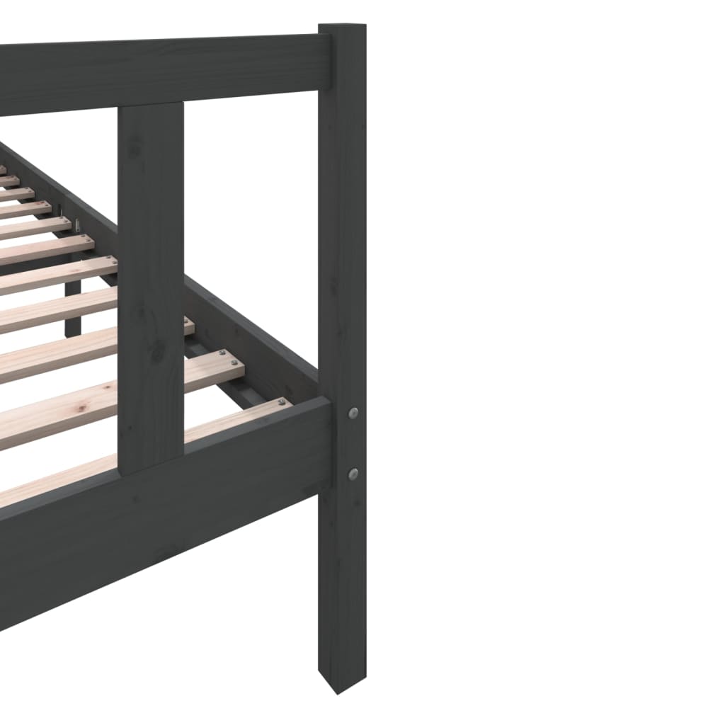 3101370 vidaXL Bed Frame without Mattress Grey Solid Wood 200x200 cm (810104+814216)
