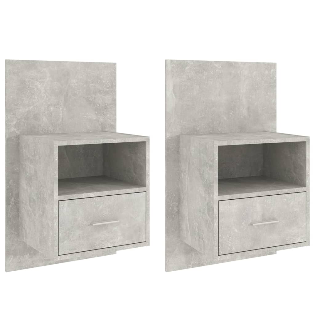 Wall-mounted Bedside Cabinets 2 pcs Concrete Grey