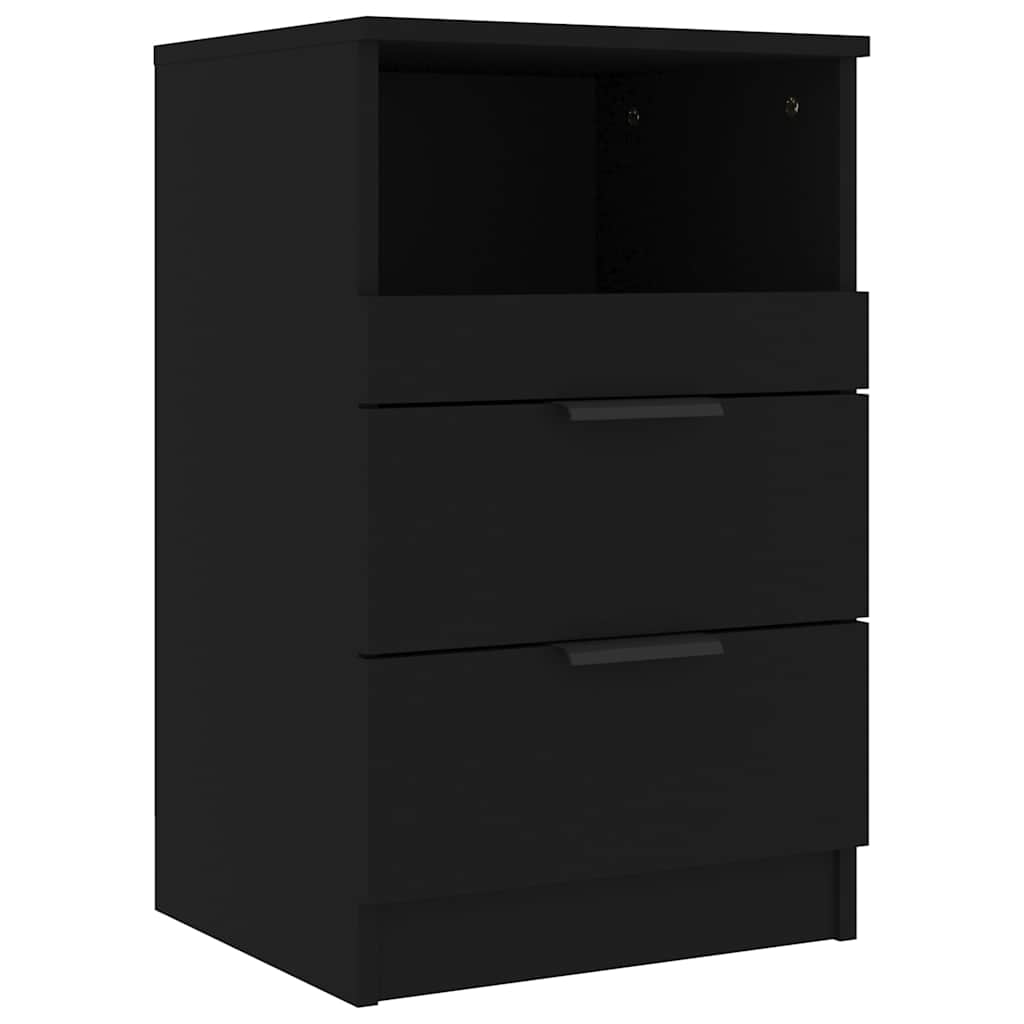 Bedside Cabinet Black Engineered Wood
