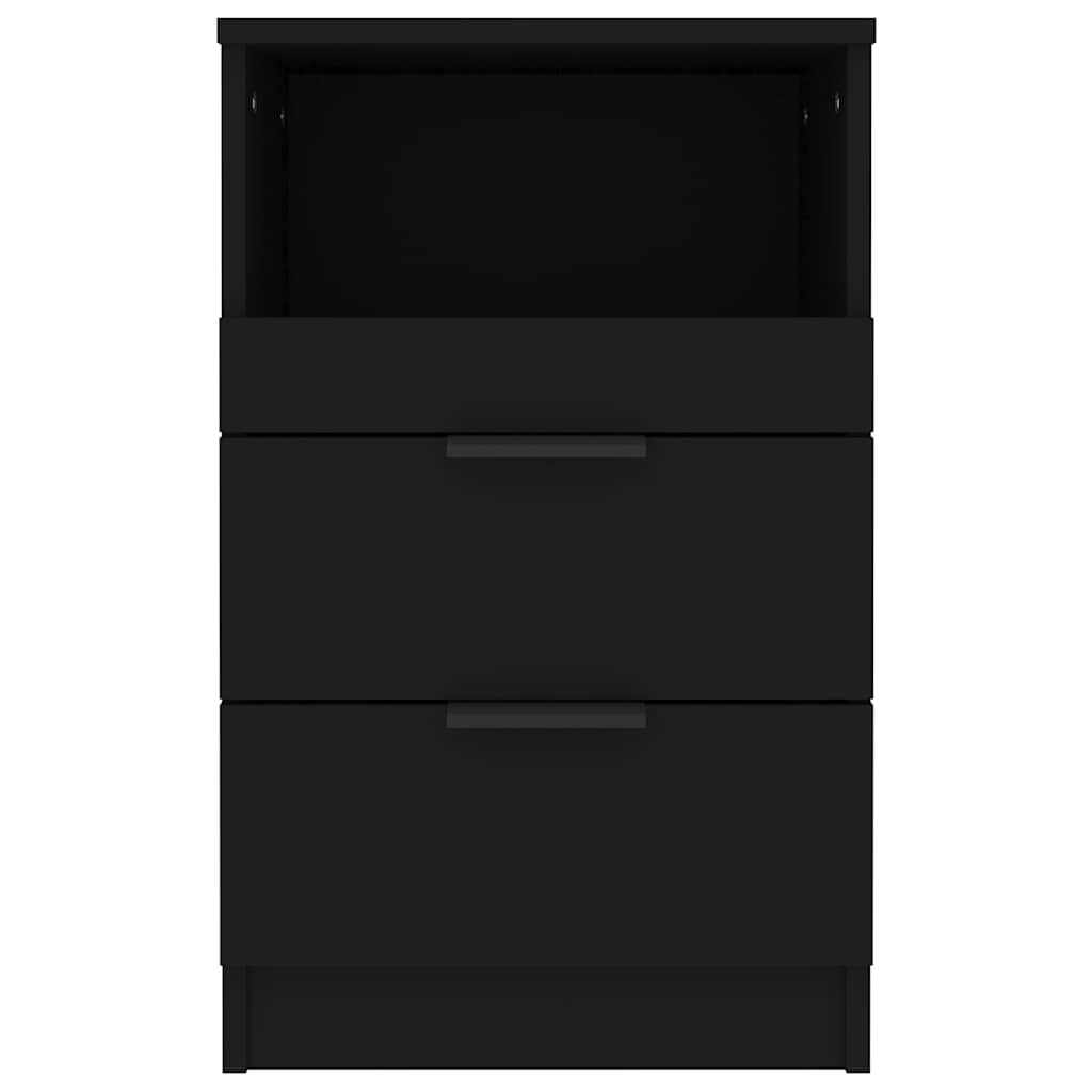 Bedside Cabinet Black Engineered Wood