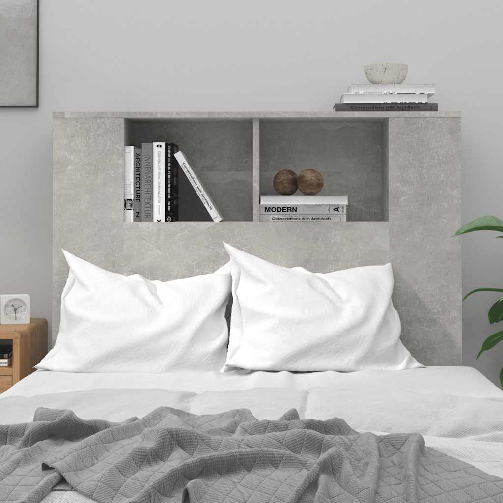 Headboard Cabinet Concrete Grey 100x18.5x102.5 cm