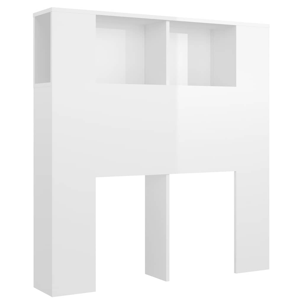 Headboard Cabinet High Gloss White 100x18.5x102.5 cm