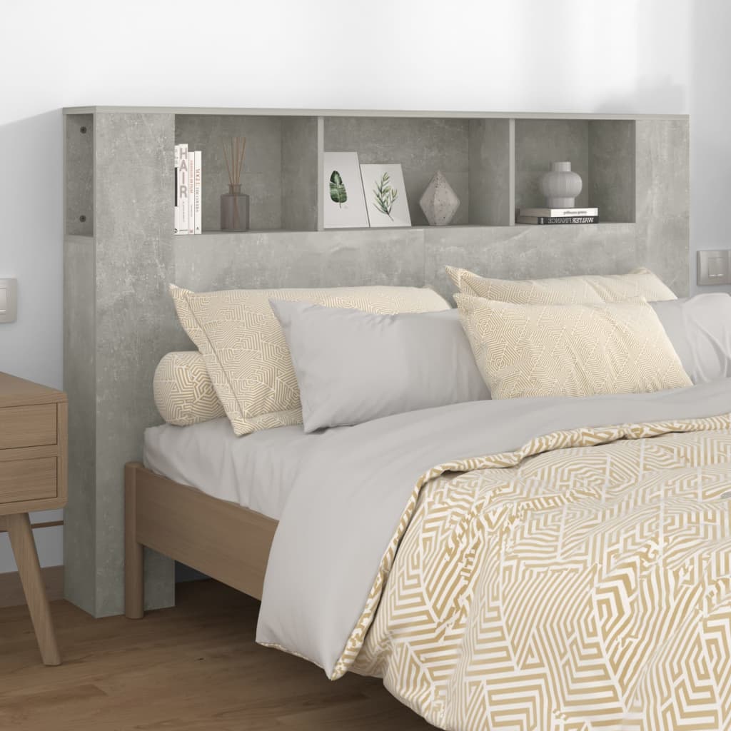 Headboard Cabinet Concrete Grey 160x18.5x104.5 cm