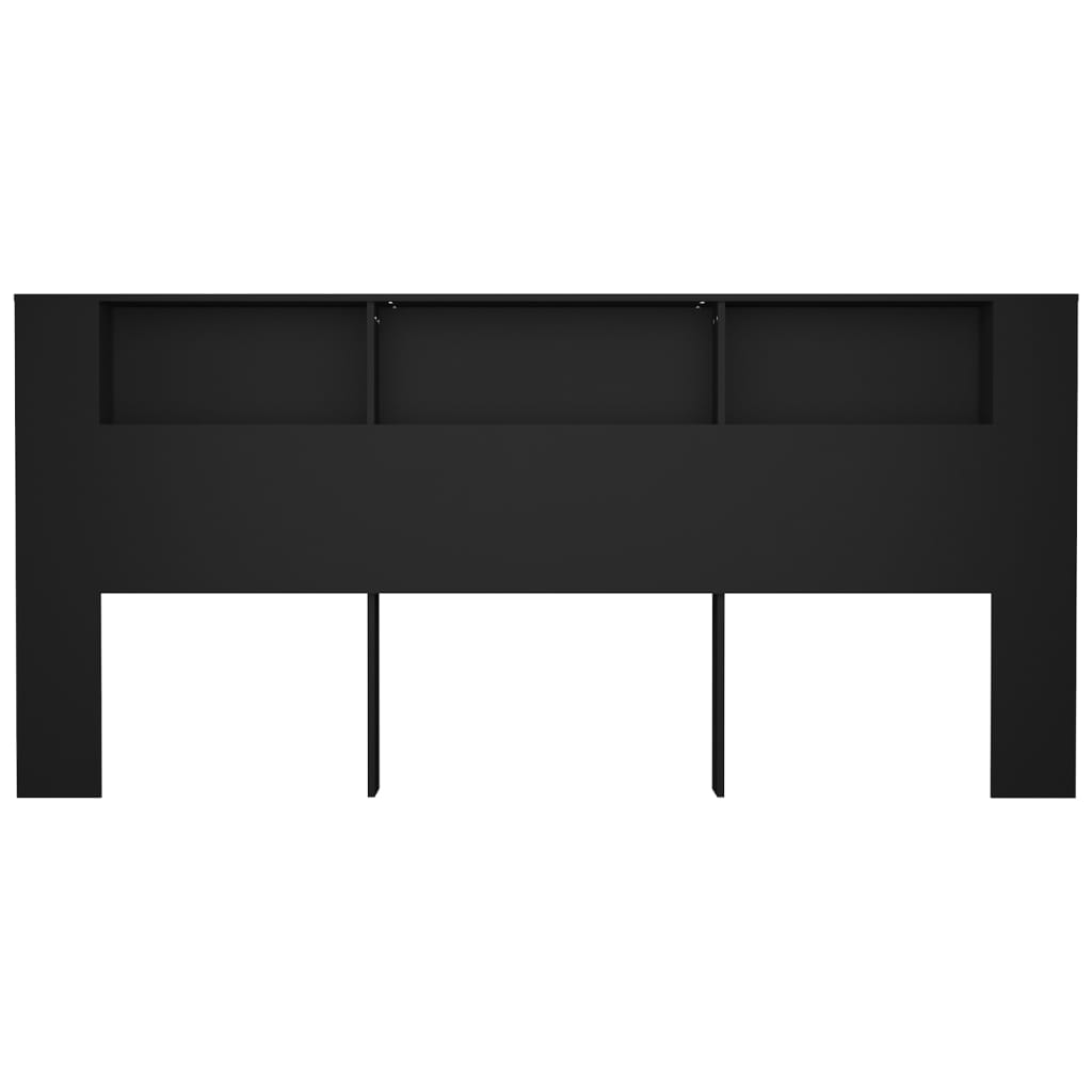 Headboard Cabinet Black 220x18.5x104.5 cm