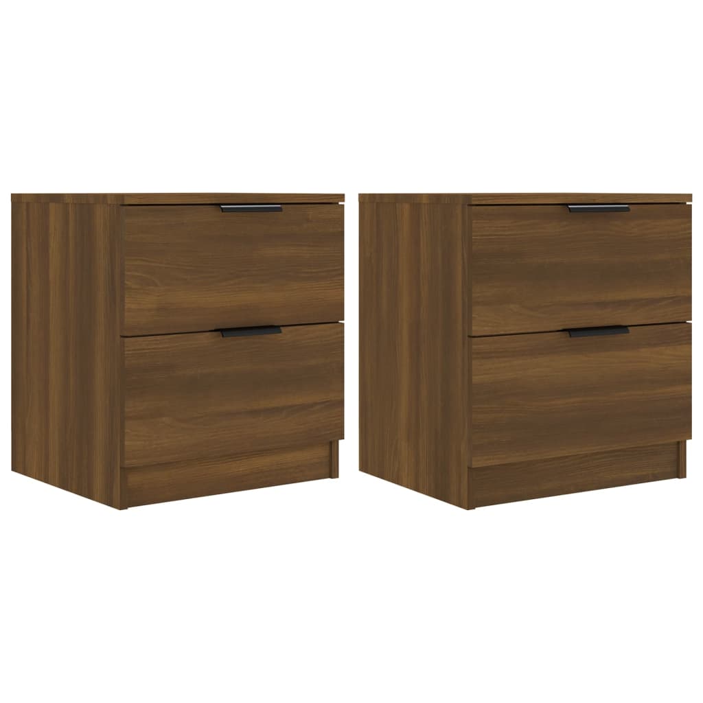 Bedside Cabinets 2 pcs Brown Oak Engineered Wood