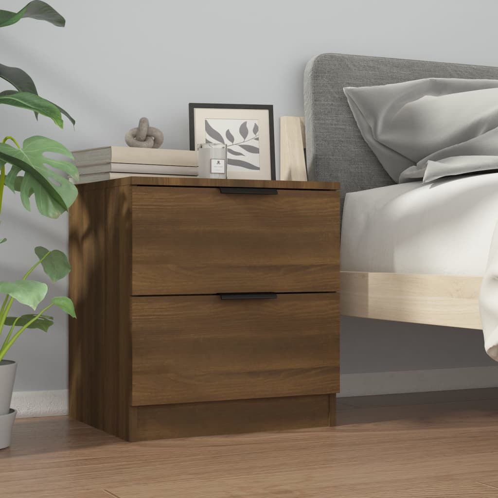 Bedside Cabinets 2 pcs Brown Oak Engineered Wood