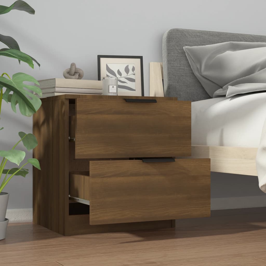 Bedside Cabinets 2 pcs Brown Oak Engineered Wood