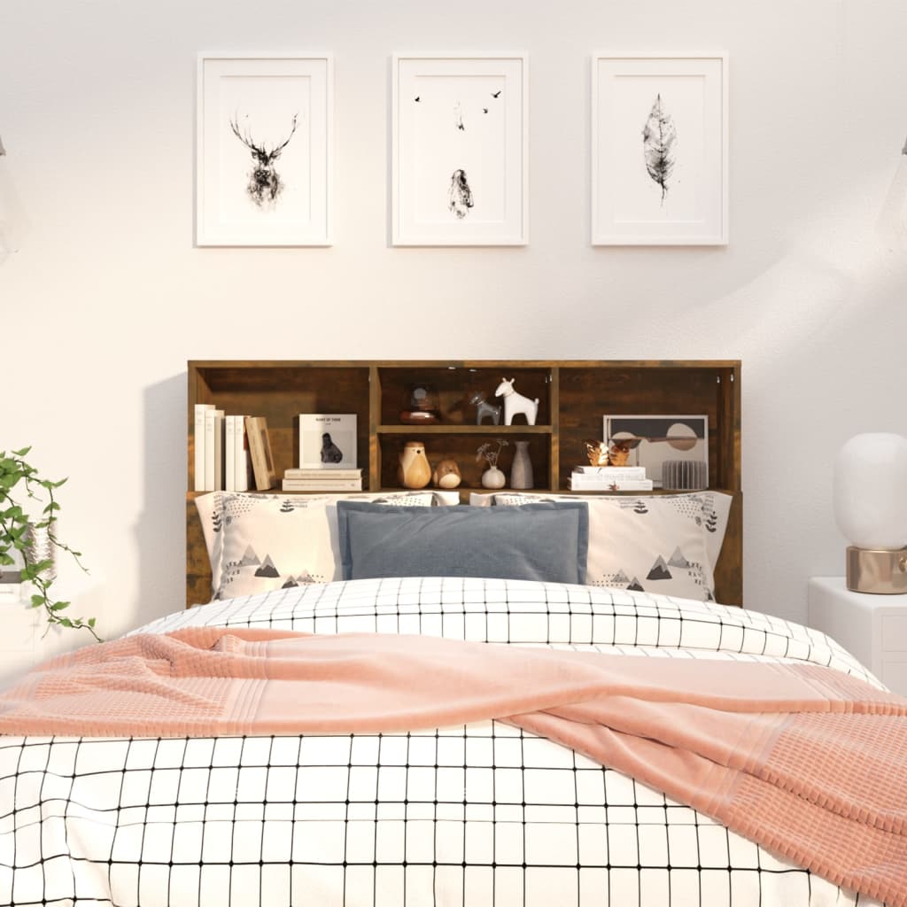 Headboard Cabinet Smoked Oak 120x19x103.5 cm