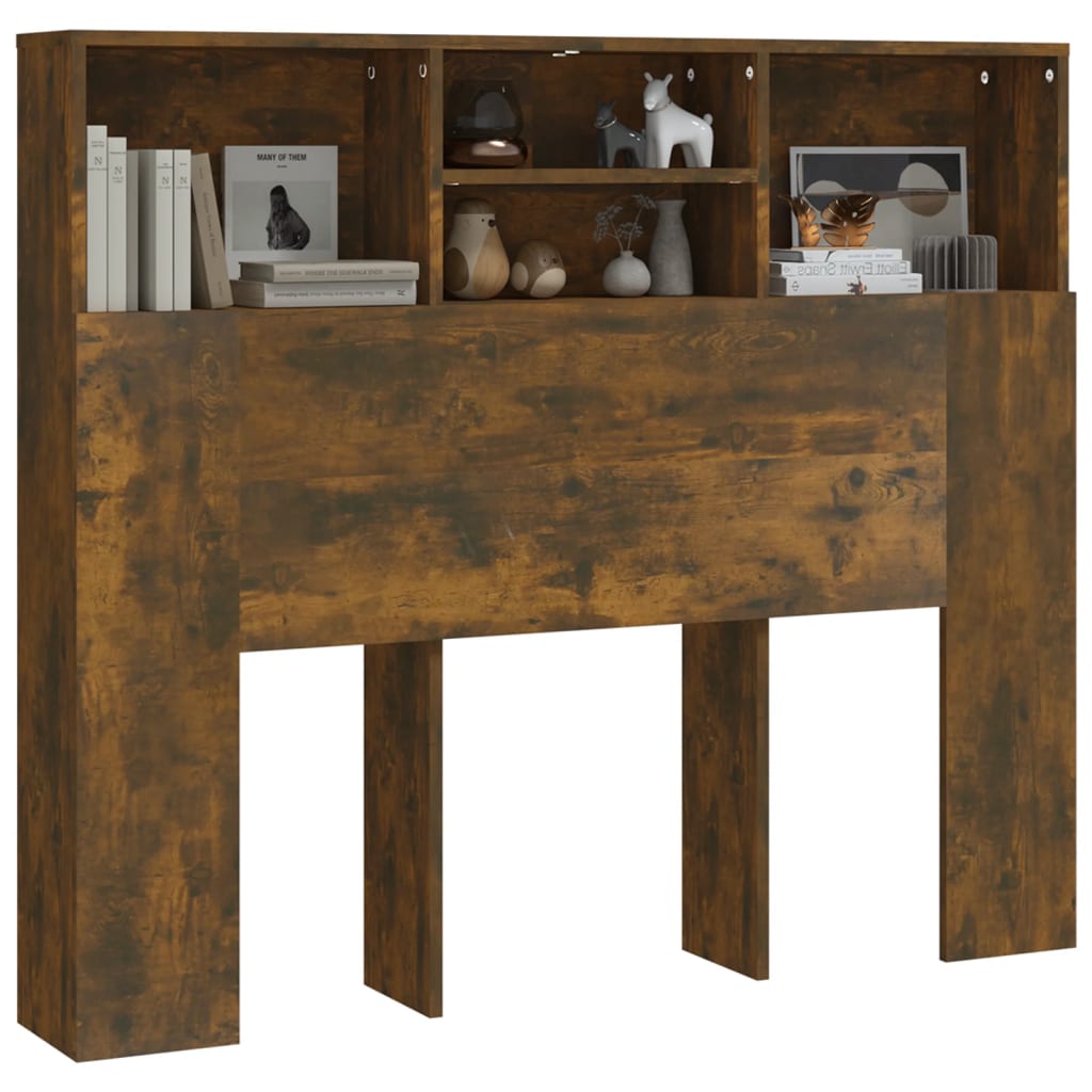 Headboard Cabinet Smoked Oak 120x19x103.5 cm
