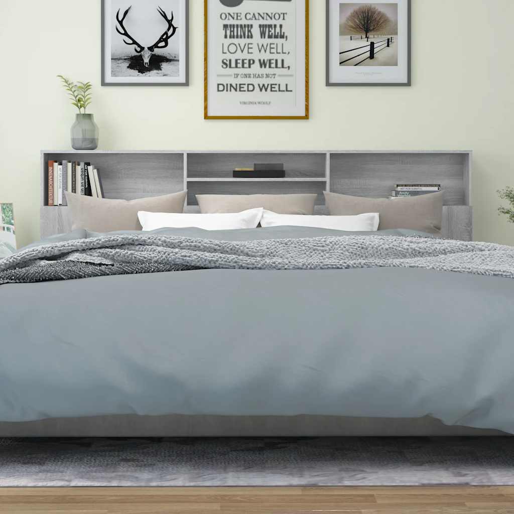 Headboard Cabinet Grey Sonoma 220x19x103.5 cm