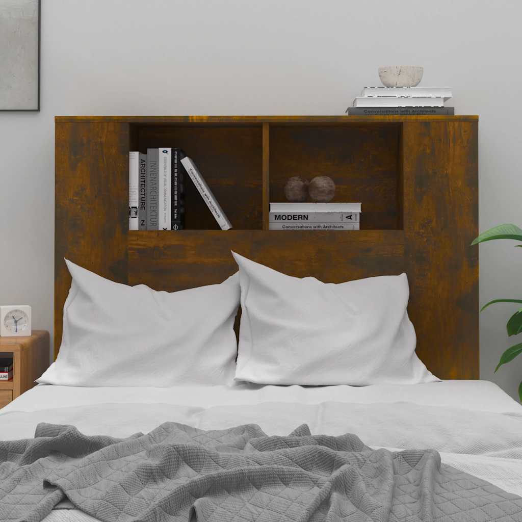 Headboard Cabinet Smoked Oak 100x18.5x102.5 cm