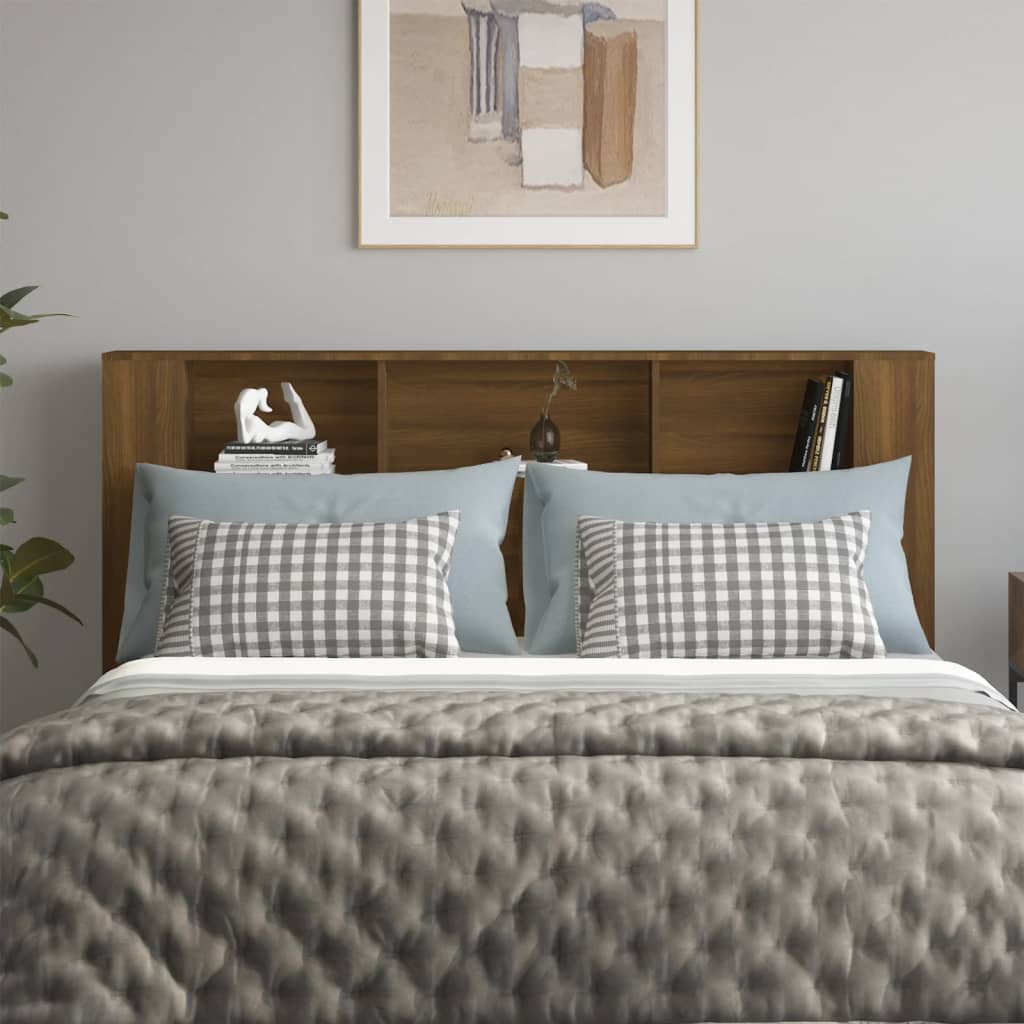 Headboard Cabinet Brown Oak 180x18.5x104.5 cm