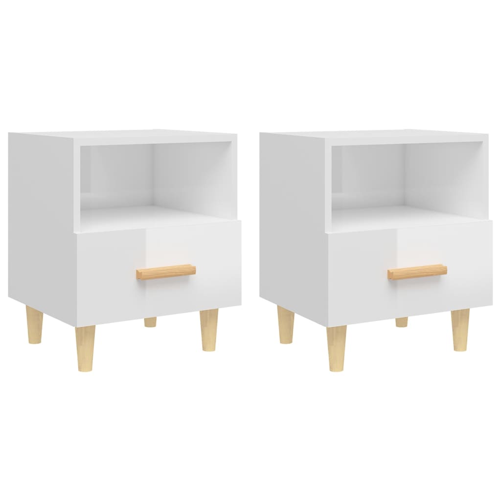 Bedside Cabinets 2 pcs High Gloss White 40x35x47 cm