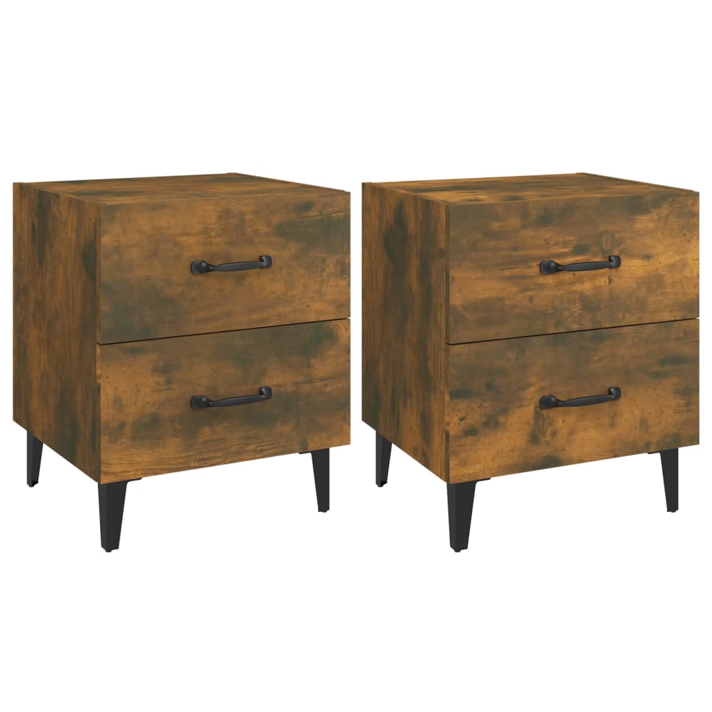 Bedside Cabinets 2 pcs Smoked Oak 40x35x47.5 cm