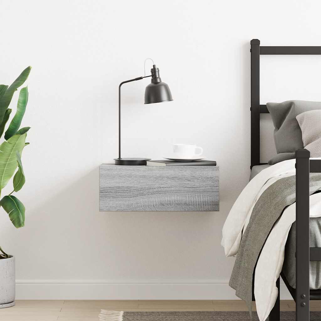 Floating Nightstand Grey Sonoma 40x30x15 cm Engineered Wood