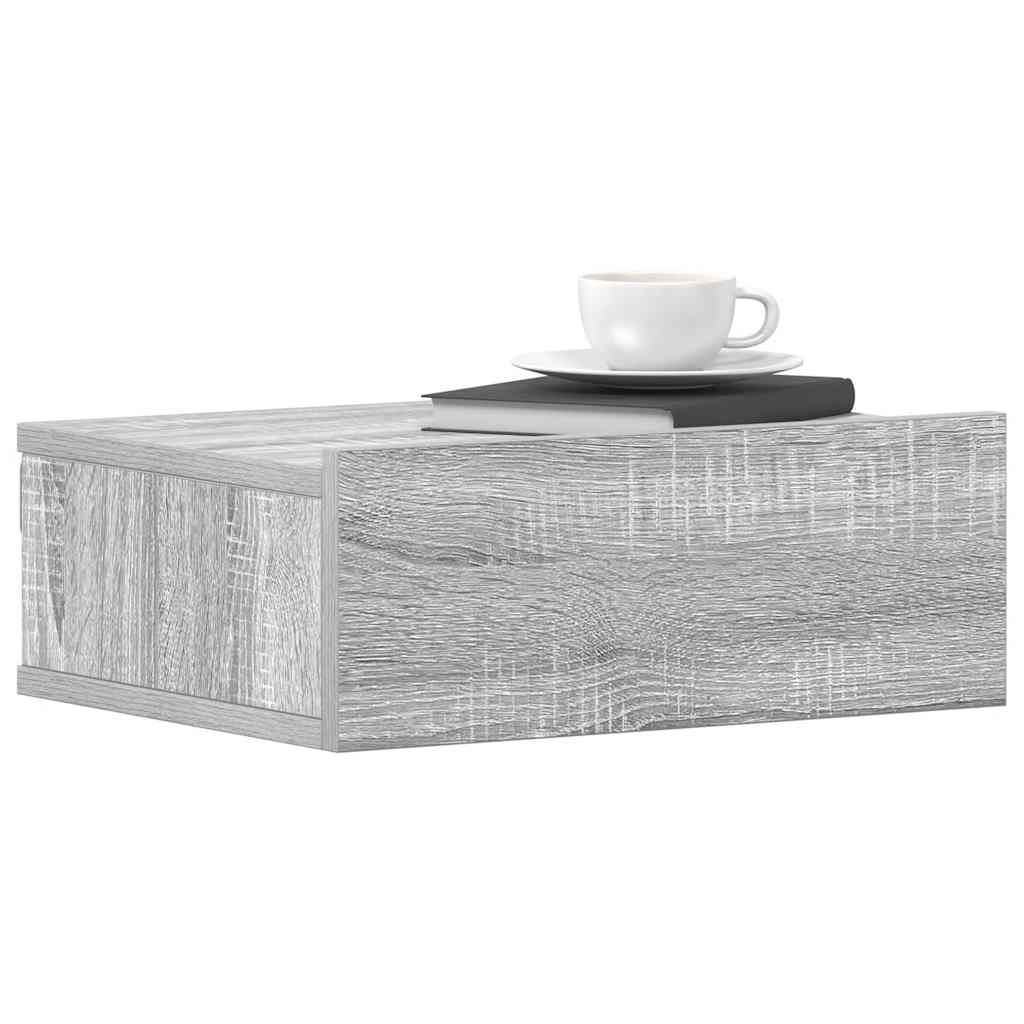Floating Nightstand Grey Sonoma 40x30x15 cm Engineered Wood