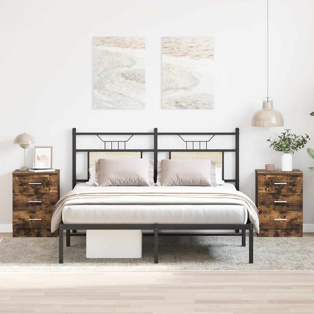 Bedside Cabinets 2 pcs Smoked Oak 38x35x56 cm Engineered Wood