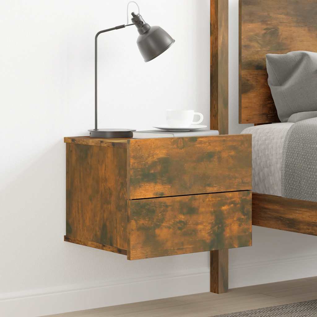 Bedside Cabinets Smoked Oak 40x30x30 cm Engineered Wood