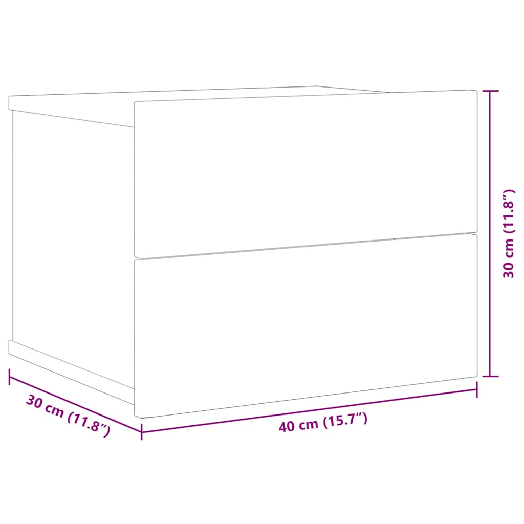Bedside Cabinets Grey Sonoma 40x30x30 cm Engineered Wood