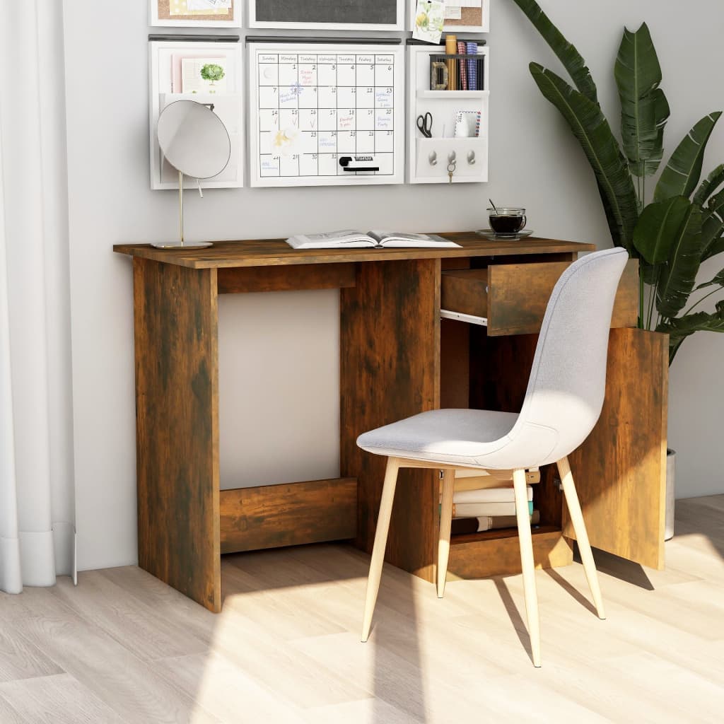 Desk Smoked Oak 100x50x76 cm Engineered Wood