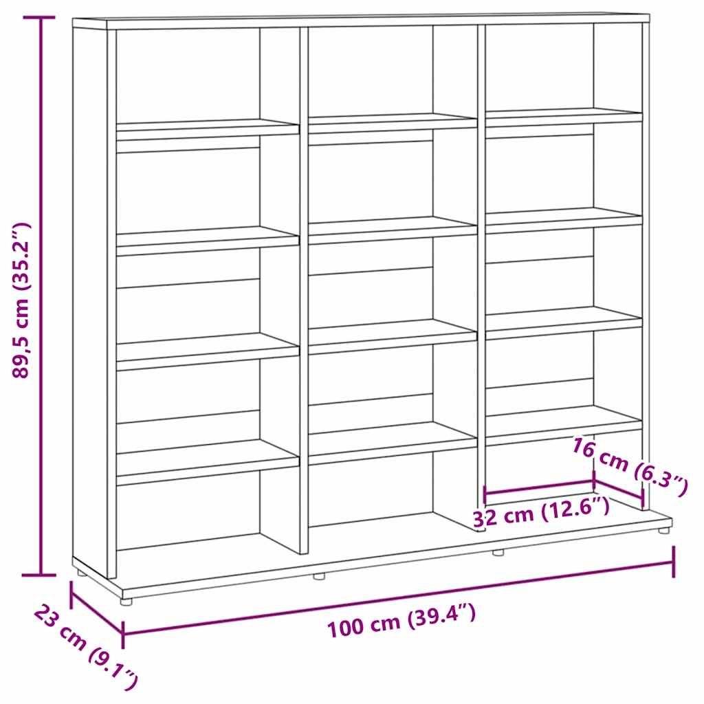 CD Cabinet Brown Oak 100x23x89.5 cm Engineered Wood