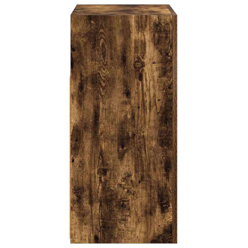 Sideboard with LED Lights Smoked Oak 80x35x75 cm