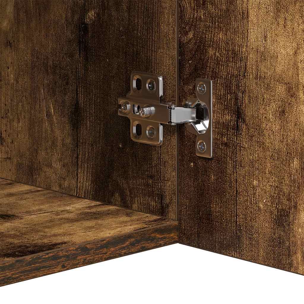 Sideboard with LED Lights Smoked Oak 80x35x75 cm